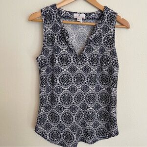 Jude Connally Ali Top Size S Navy/White Sleeveless Geometric USA